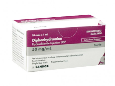 DIPHENHYDRAMINE INJECTABLE, 50 MG